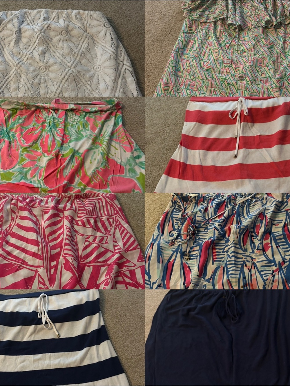 Assorted Lilly Pulitzer strapless tops.